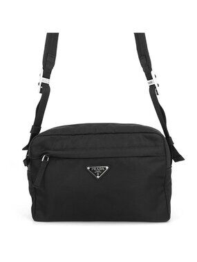 Prada Shoulder Bag Triangle Logo Nylon Black